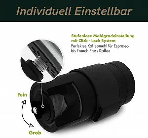 Ручная кофемолка VIENESSO с конической шлифовальной машиной из нержавеющей стали с 24 уровнями помола synthetic.ua - Фото 1