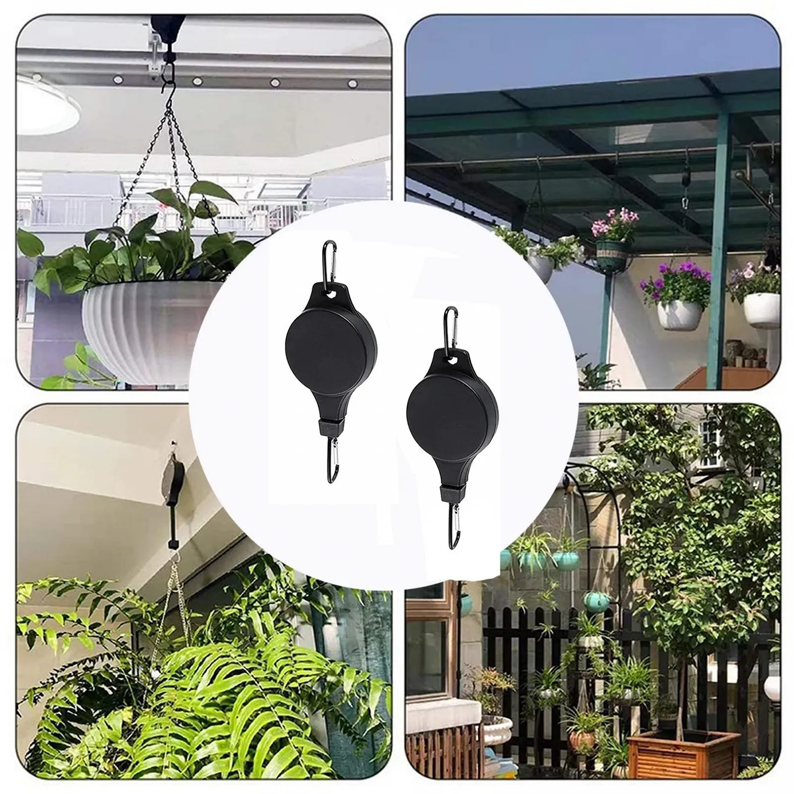 Підвісні тримачі-ролики для рослин 2 шт. Регульовані Чорні, фото №7 Підвісні тримачі-ролики для рослин 2 шт. Регульовані Чорні, фото №7