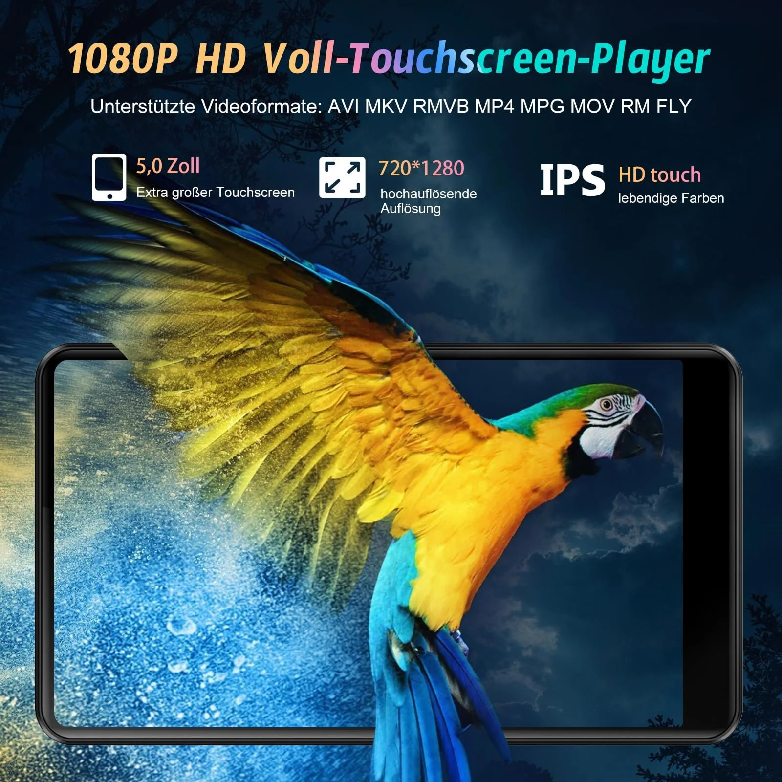 MP3-плеер 5 Inch Android 13 OS, 96 GB с Bluetooth и WiFi, 1080P HD MP4 плеер, с предустановленными Spotify, Audible и Play Store, фото №5