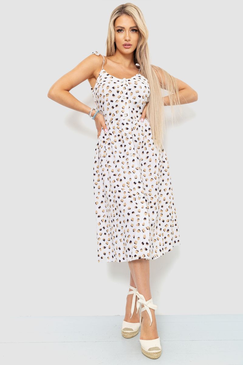 Сарафан з друкованим кольором молочний 102R333-1, фото №1