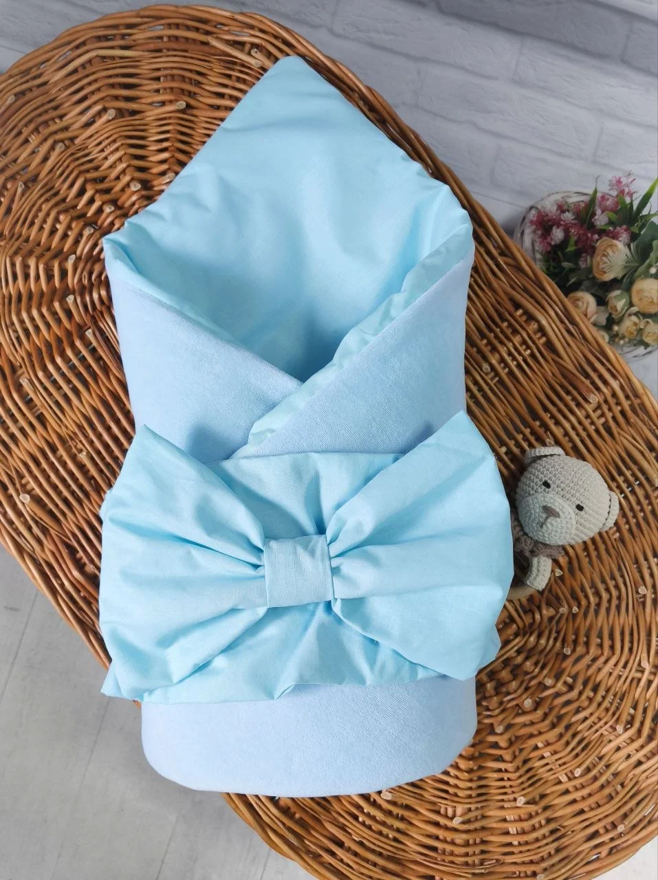 Набір на виписку, демісезонний набір Велюр для новонародженого, весна-осінь блакитний, фото №2