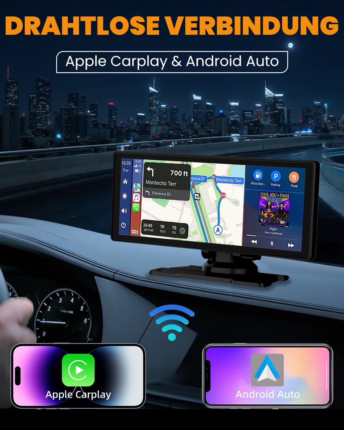 Дисплей Carplay Apple Carplay/Android Car 8.88 дюймов с камерой заднего вида 1080P HD и передней камерой, GPS навигацией, Hands-Free системой, Mirror Link, FM, простая установка, фото №2