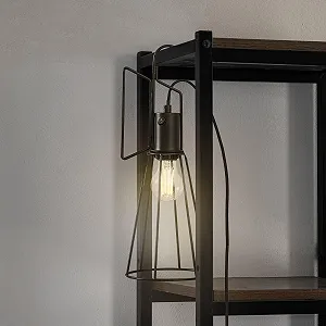 Настільна лампа Lindby Tharion 1xE27 Метал Чорний synthetic.ua - Фото 1