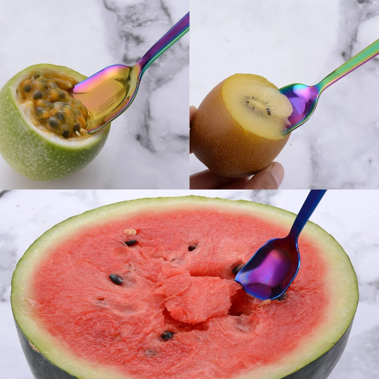 Ложка для йогурту GoGeiLi, з нержавіючої сталі, для морозива/желато, різнокольорова, фото №3