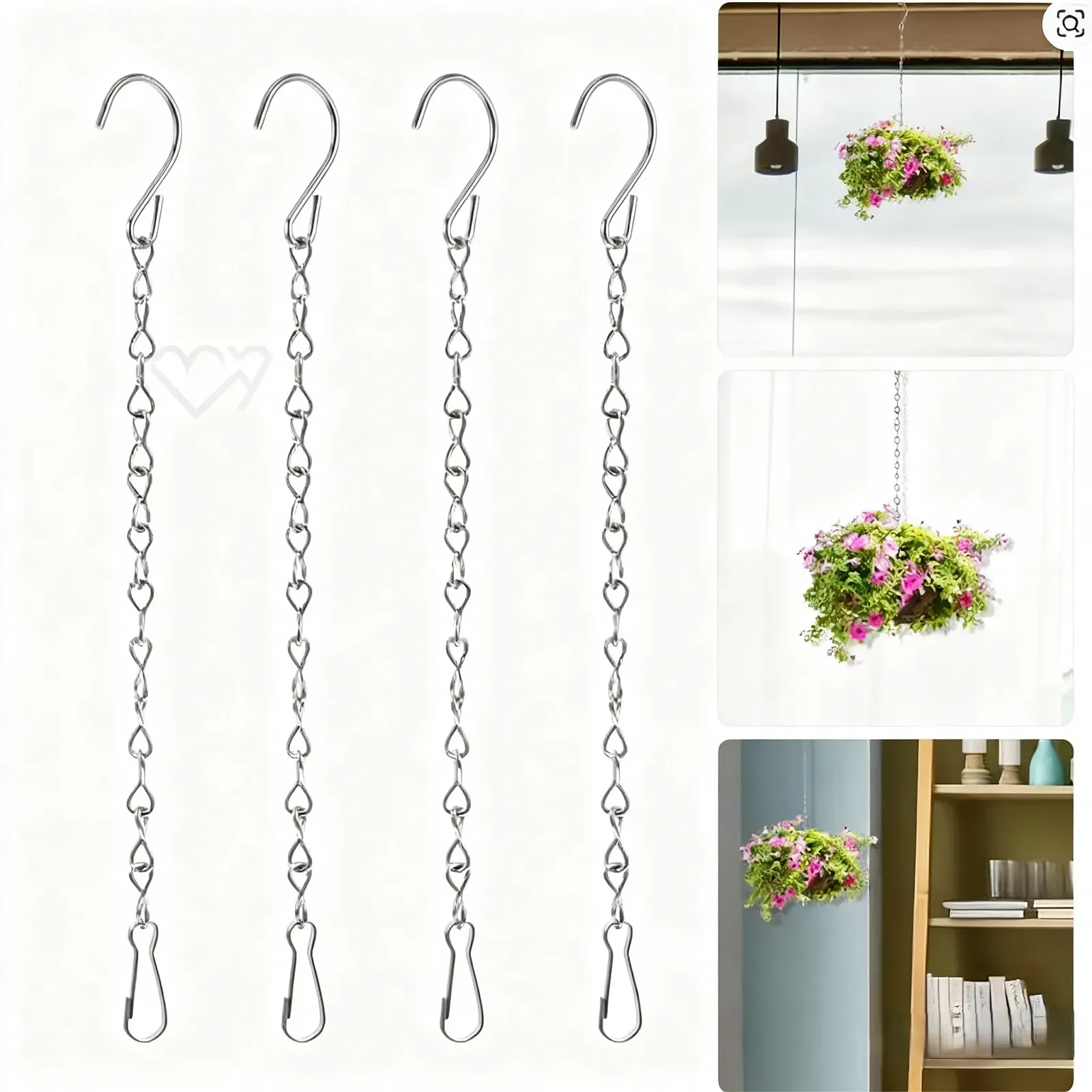 Ланцюги для підвісних кошиків 50 см 4 шт. метал Чорний, фото №1 Ланцюги для підвісних кошиків 50 см 4 шт. метал Чорний, фото №1