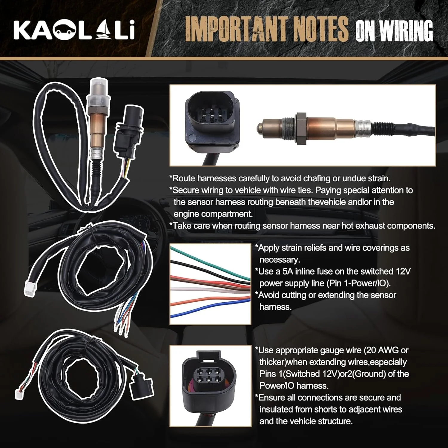 Широкосмуговий датчик співвідношення повітря/палива KAOLALI 30-0300 X-Series UEGO 52мм Чорний, фото №7