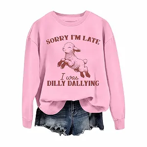 Жіночий Вільний Світшот Oversized Casual Sorry I'm Late Осінній Худі synthetic.ua - Фото 1