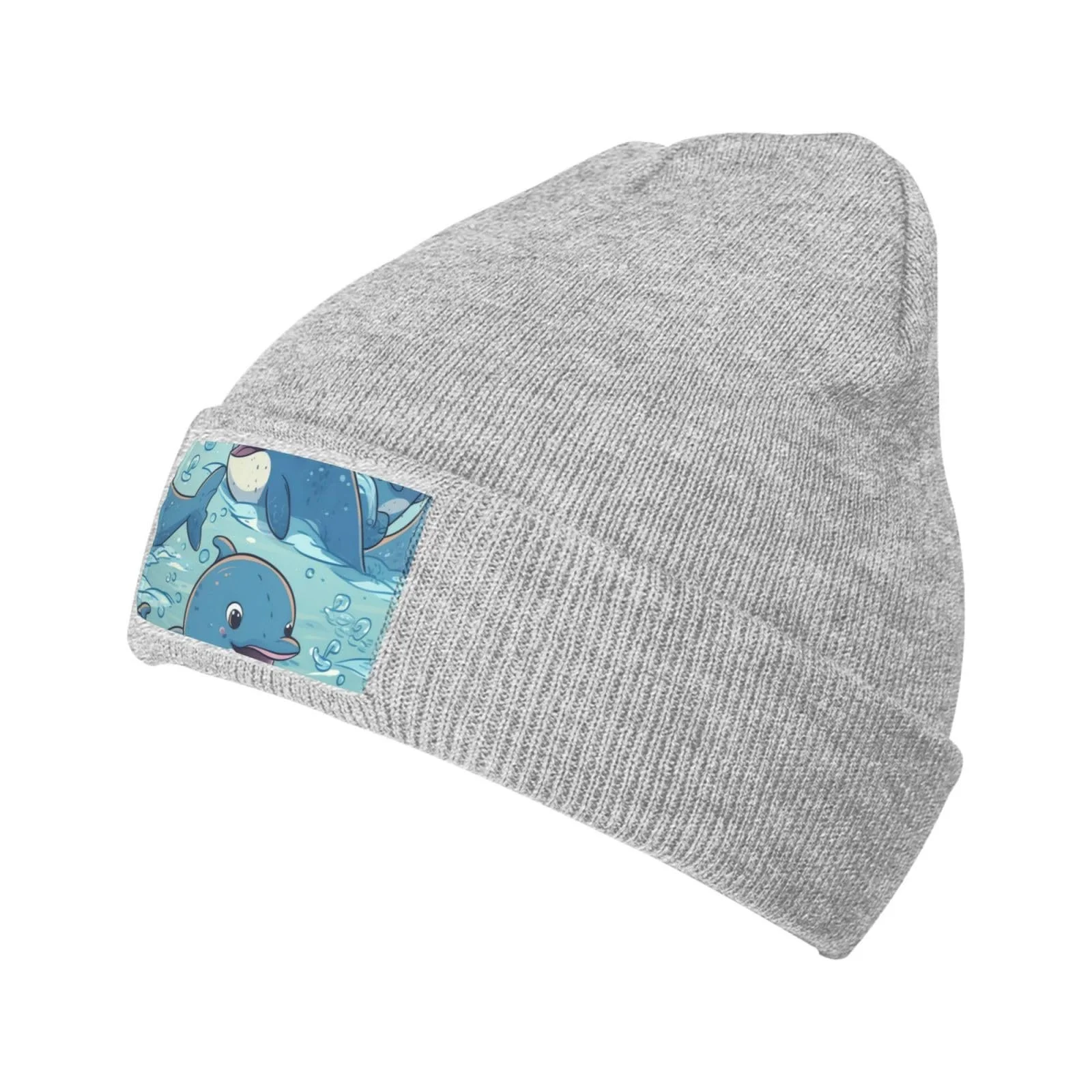 Шапка в'язана з милим візерунком дельфіна для жінок  зимова тепла Slouchy, фото №1