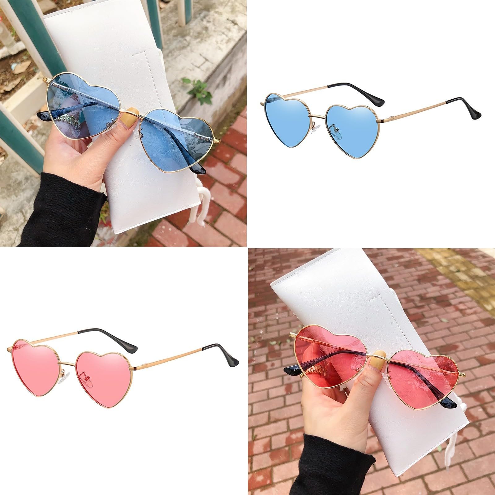 Сонцезахисні окуляри у формі серця Метал Мода Кольорові з пір'ястими ніжками та поляризацією AMQ144, фото №4