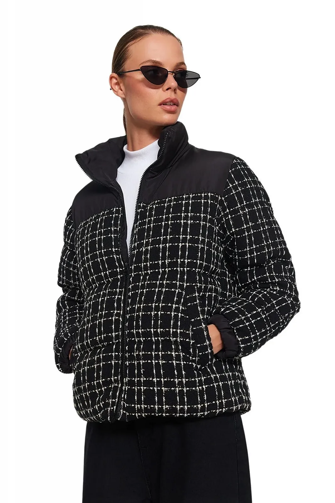 Пальто TRENDYOL в клетку, для женщин, фото №2 Пальто TRENDYOL в клетку, для женщин, фото №2