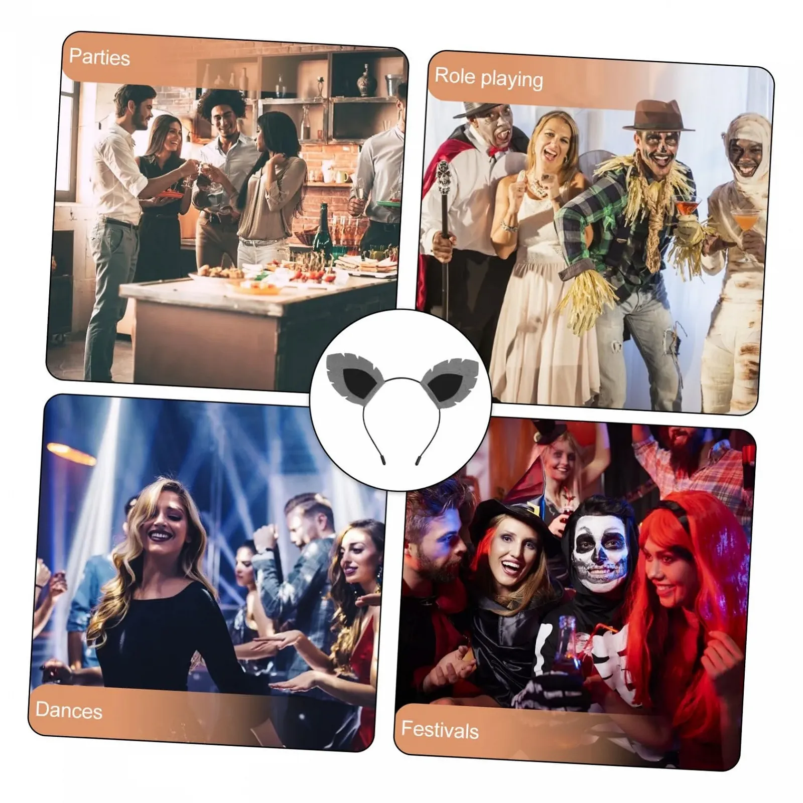 Обруч на голову Вовк FRCOLOR Сірий, фото №9