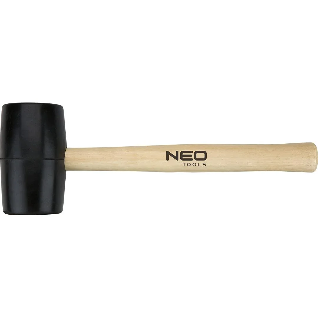 Киянка Neo Tools с черным резиновым покрытием и светлой деревянной ручкой 340 г, 450 г, 680 г, 900 г Черная, фото №3 Киянка Neo Tools с черным резиновым покрытием и светлой деревянной ручкой 340 г, 450 г, 680 г, 900 г Черная, фото №3