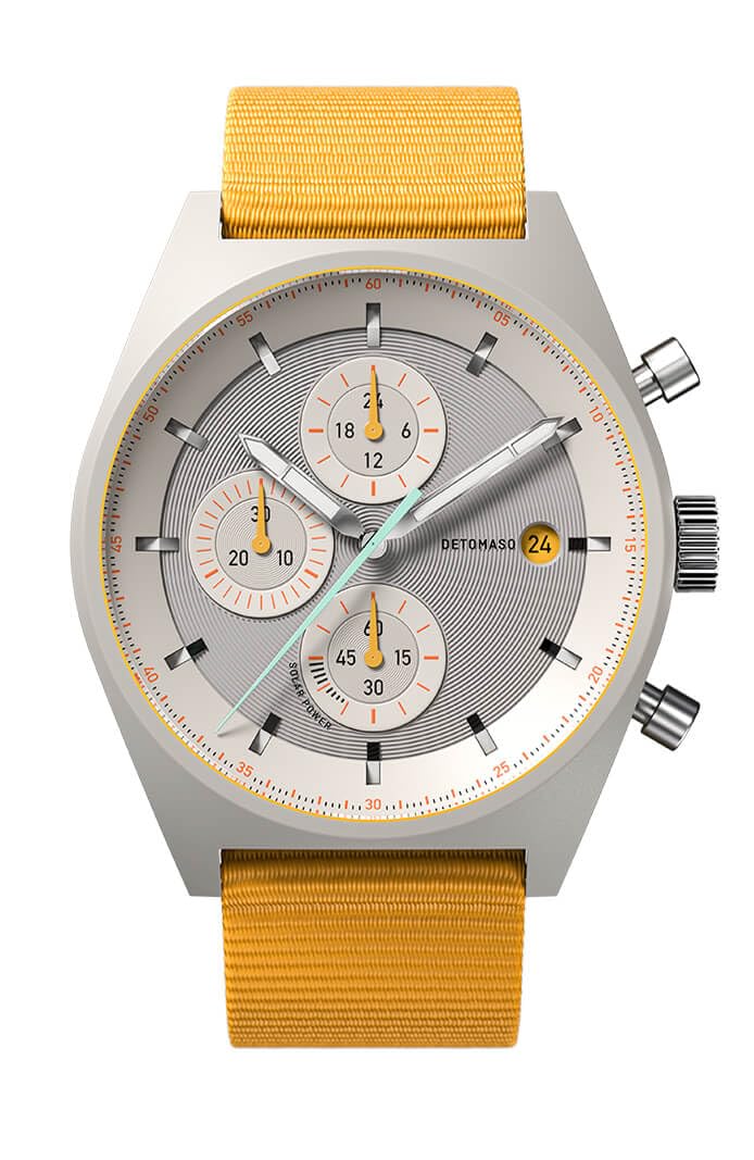 Мужские часы Аналоговые DeTomaso Chrono Solar Cерый Желтый, фото №1 Мужские часы Аналоговые DeTomaso Chrono Solar Cерый Желтый, фото №1