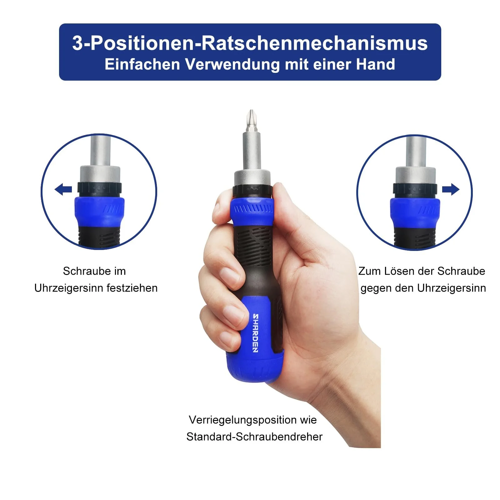 Викрутка з тріскачкою SHARDEN 13-в-1 Torx Slotted Phillips Hexagonal Pozidriv 1/4 дюйма Nut Wrench, фото №4