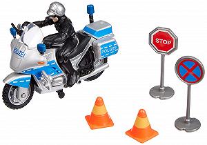 Мотоцикл Dickie Toys Полиция с фигуркой полицейского, полиция, включает 2 пилона и 2 дорожных знака, длина: 10 см, для детей от 3 лет - Фото 1
