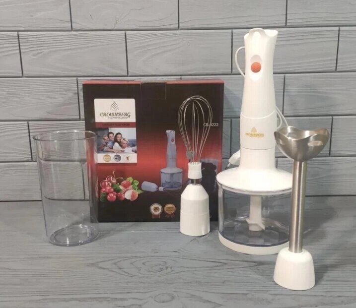 Блендер 4 в 1 Crownberg CB-6222 миксер измельчитель венчик чоппер, фото №2 Блендер 4 в 1 Crownberg CB-6222 миксер измельчитель венчик чоппер, фото №2