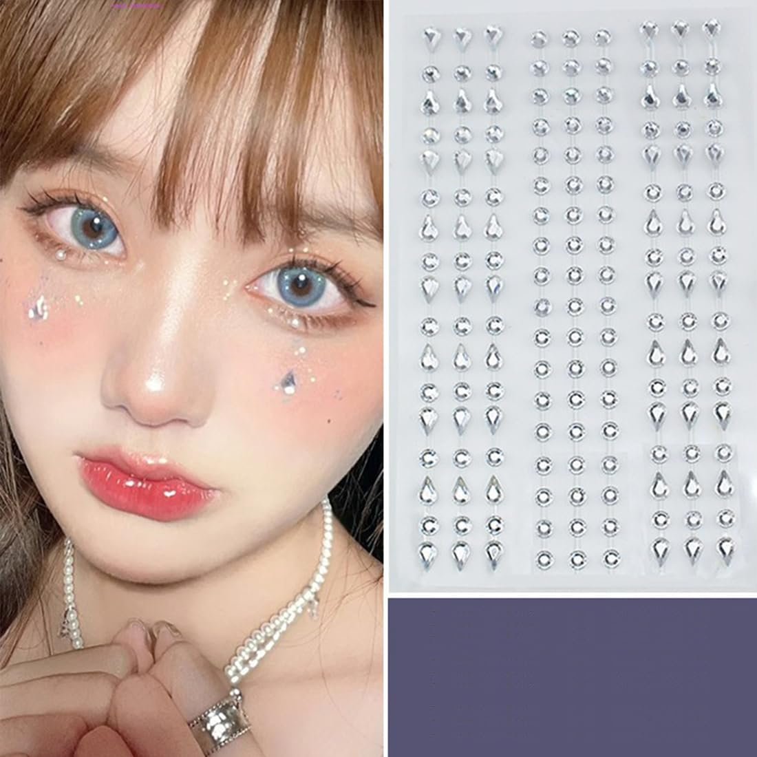 Наклейки зі стразами SURALIN 4 аркуші, Самоклеючі блискучі камені, 561 штука, Різні форми, фото №3