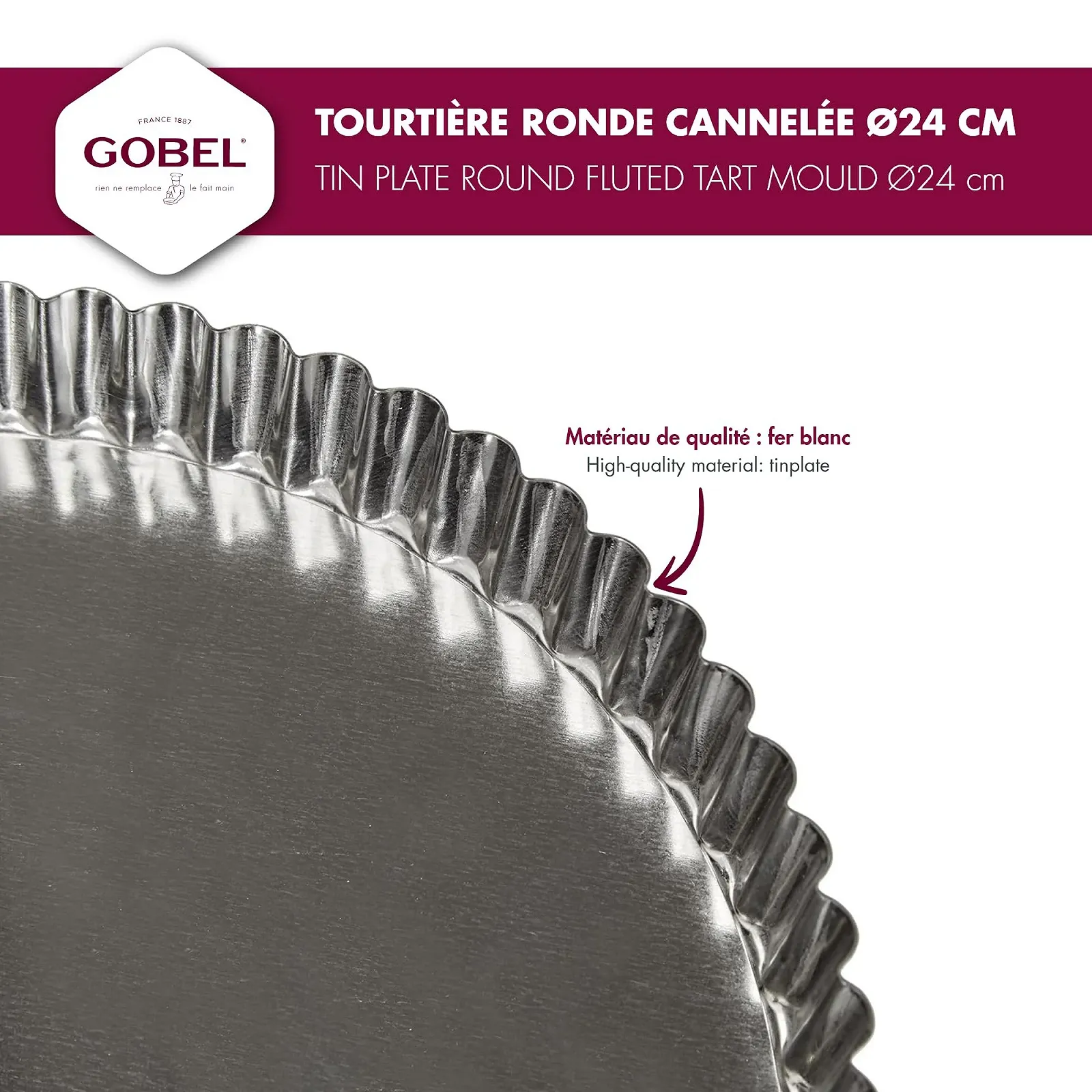 Форма для тарта Gobel 240 мм Круглая Рифленая Со съемным дном, фото №4