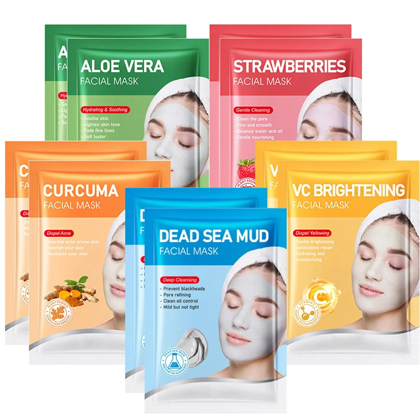 Маска Глиняна Зволожуюча для обличчя для жінок Набір масок для догляду за шкірою 10 штук, фото №1 Маска Глиняна Зволожуюча для обличчя для жінок Набір масок для догляду за шкірою 10 штук, фото №1