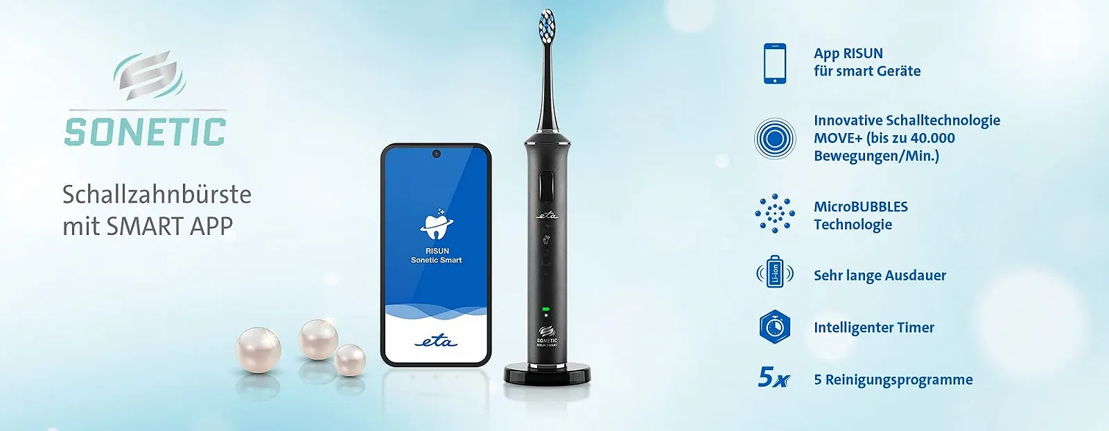 Электрическая звуковая зубная щетка ETA Sonetic Smart 5 программ, фото №1