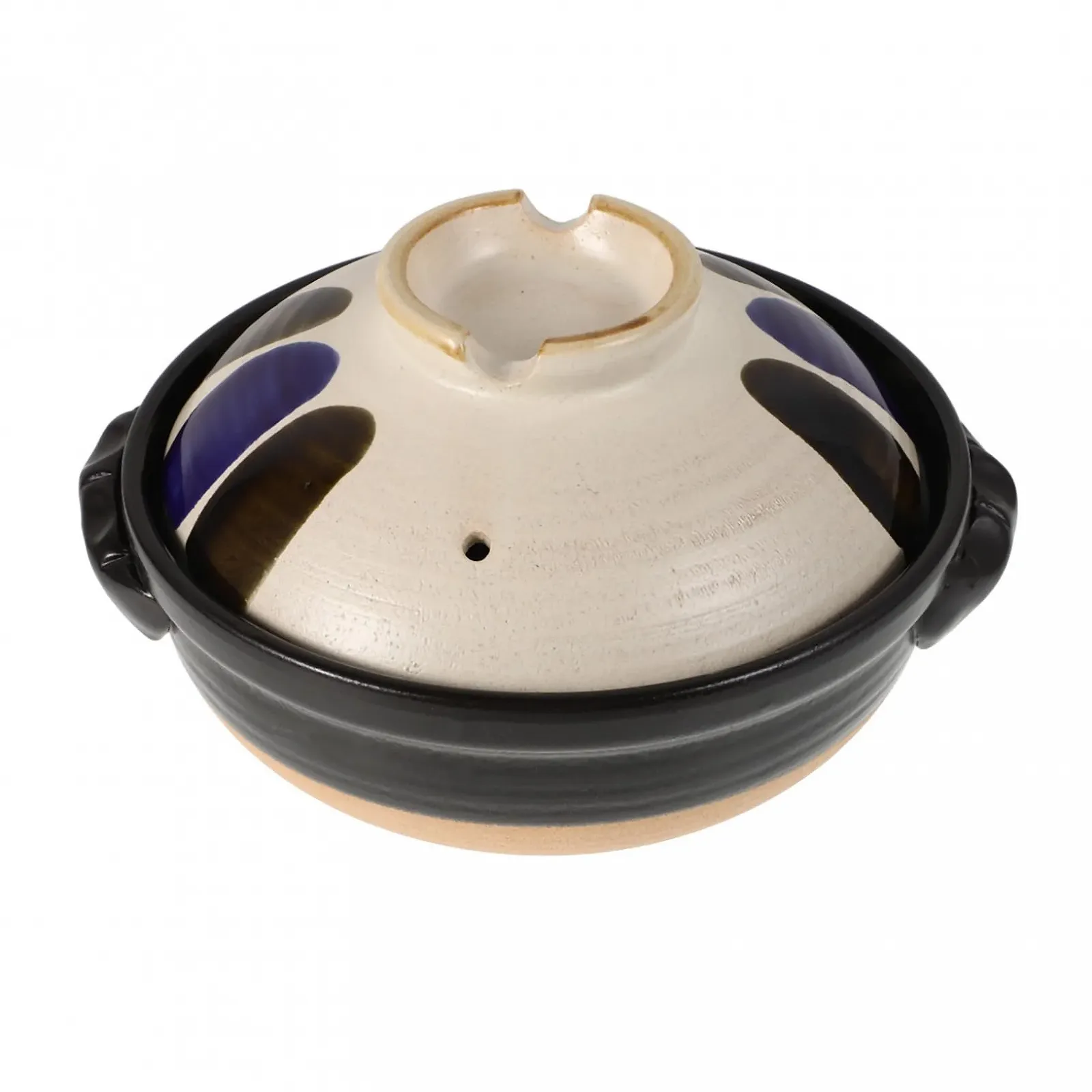 Каструля японський стиль керамічна з кришкою груба пориста з подвійними ручками термостійка для відкритого вогню, фото №1