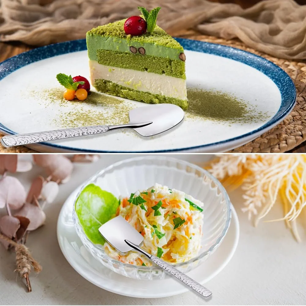 Набор из 8 серебряных кофейных ложек, ложка для смешивания в форме лопаты, квадратная десертная ложка, многоцелевая премиальная ложка из нержавеющей стали, подходит для молока, пива, чая, фото №6