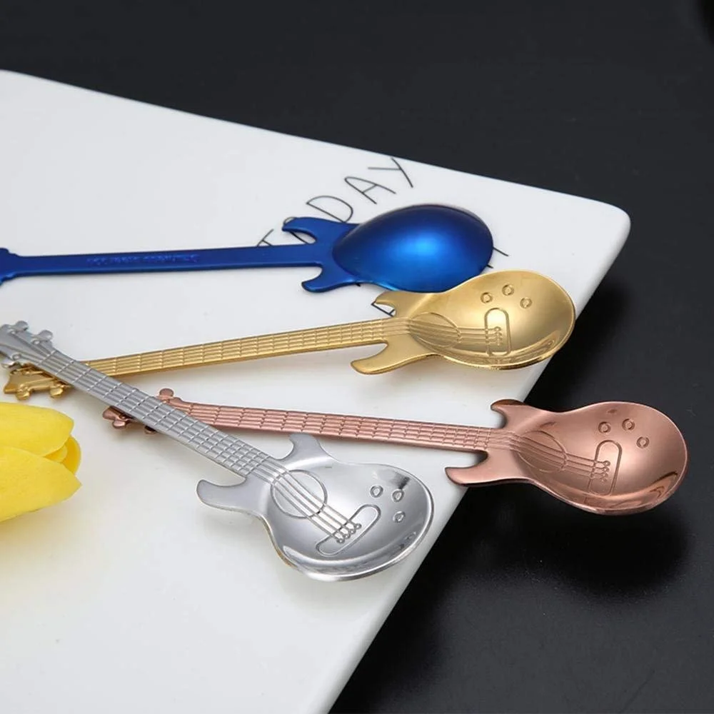 Ложки гітарні, з нержавіючої сталі, з довгою ручкою, для води, чаю, молока, кави, десерту, фото №6