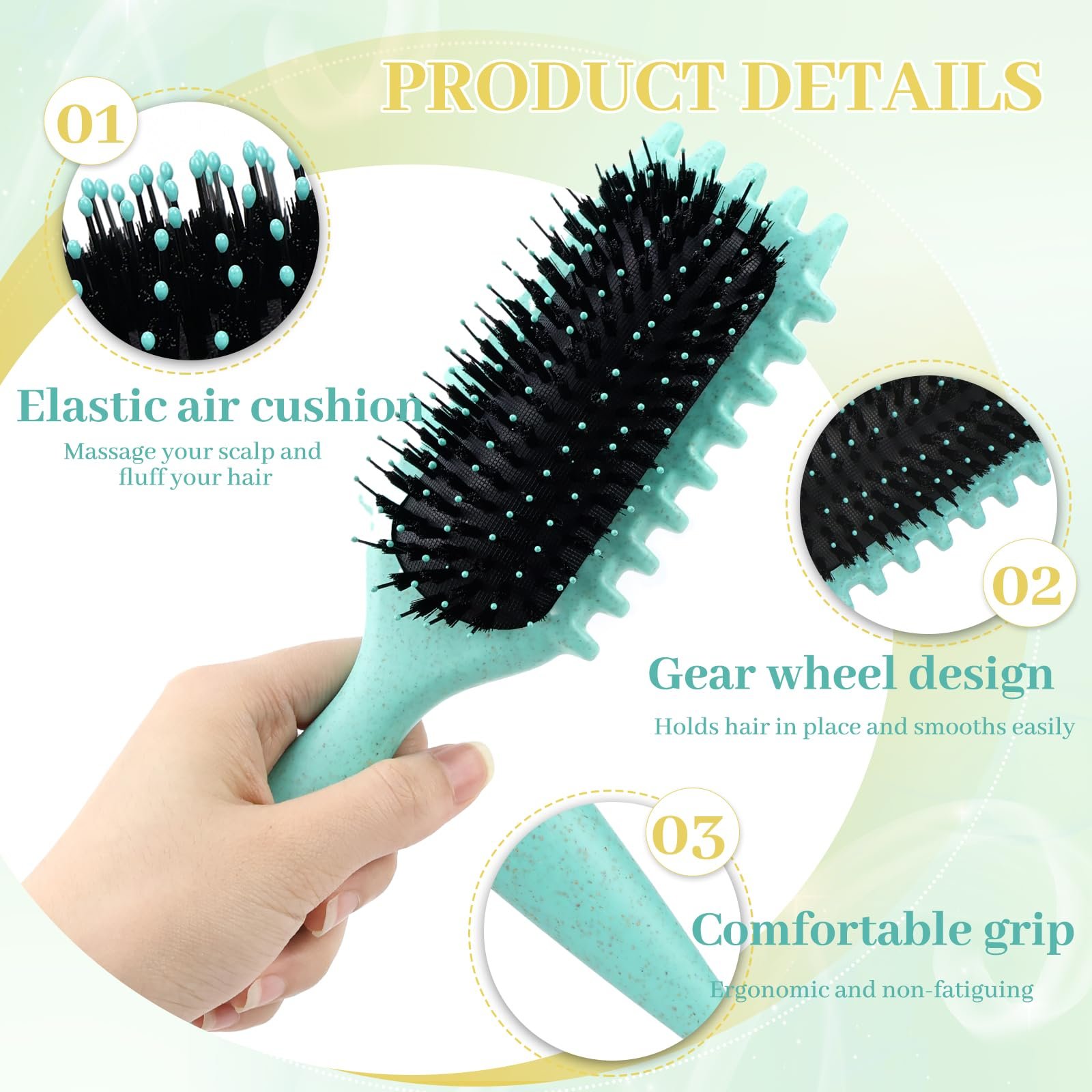 Щітка для волосся Curl Brand Серія Bounce Curly Define Curling Brush Detangler Brush Define Styling Brush для розплутування, надання форми та визначення для жінок і чоловіків, фото №4