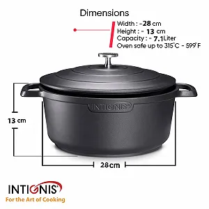 Кастрюля INTIGNIS 28 см 6 л антипригарная индукционная матовая черная synthetic.ua - Фото 1