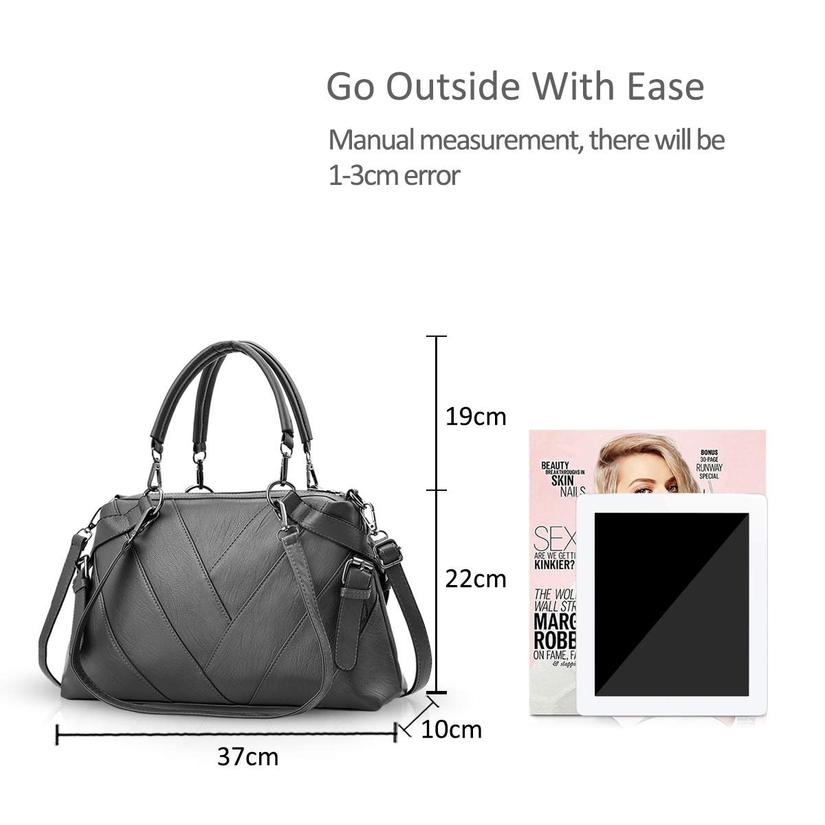 Сумка с ручками NICOLE & DORIS Современная Сумка Через Плечо из Мягкой Полиуретановой Кожи Элегантная Сумка с Полосками, фото №5