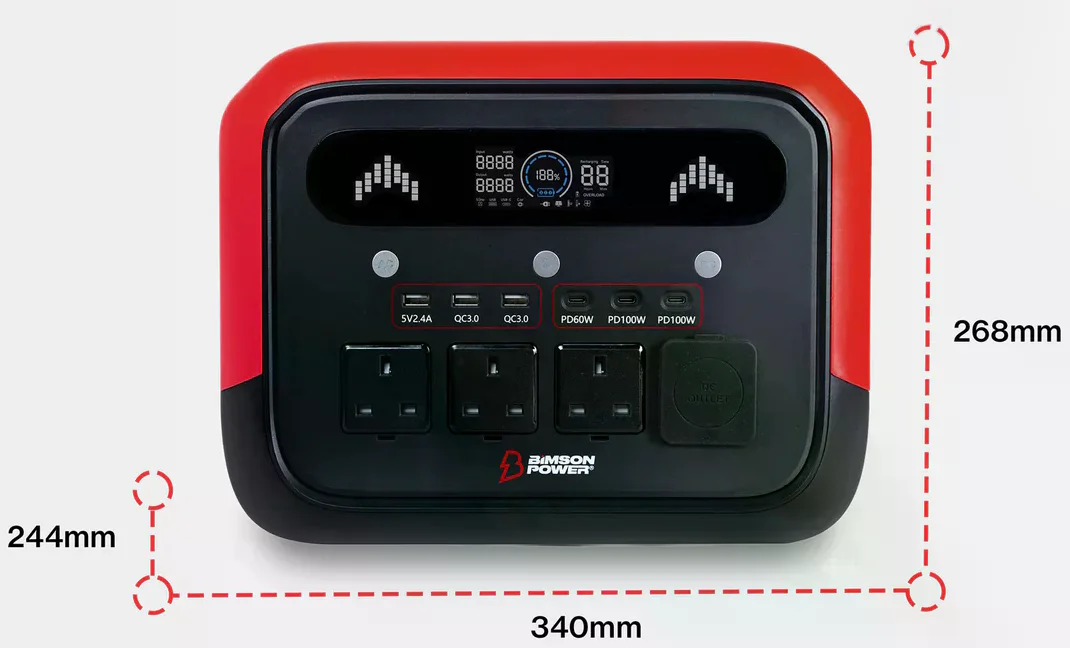 Зарядна станція Bimson Power BP1200PPS 2400 Вт / 1200 Вт / 1024 Вт*год / LiFePO4 / Швидка зарядка, фото №4