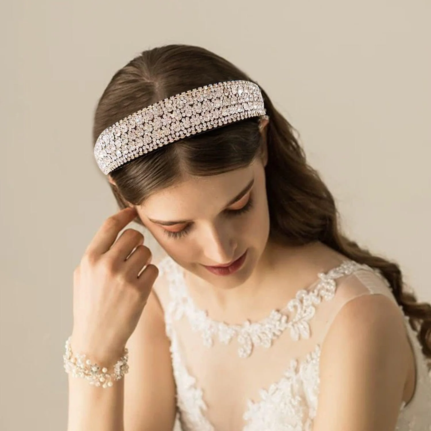 Набір обручів на голову 2 шт, зі стразами, фото №5