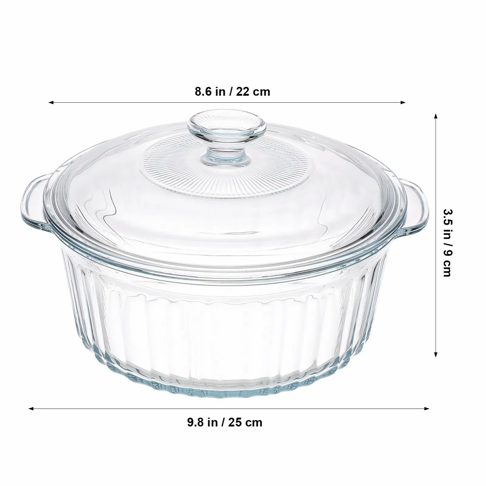 Кастрюля для запекания из боросиликатного стекла круглая с крышкой, фото №9 Кастрюля для запекания из боросиликатного стекла круглая с крышкой, фото №9