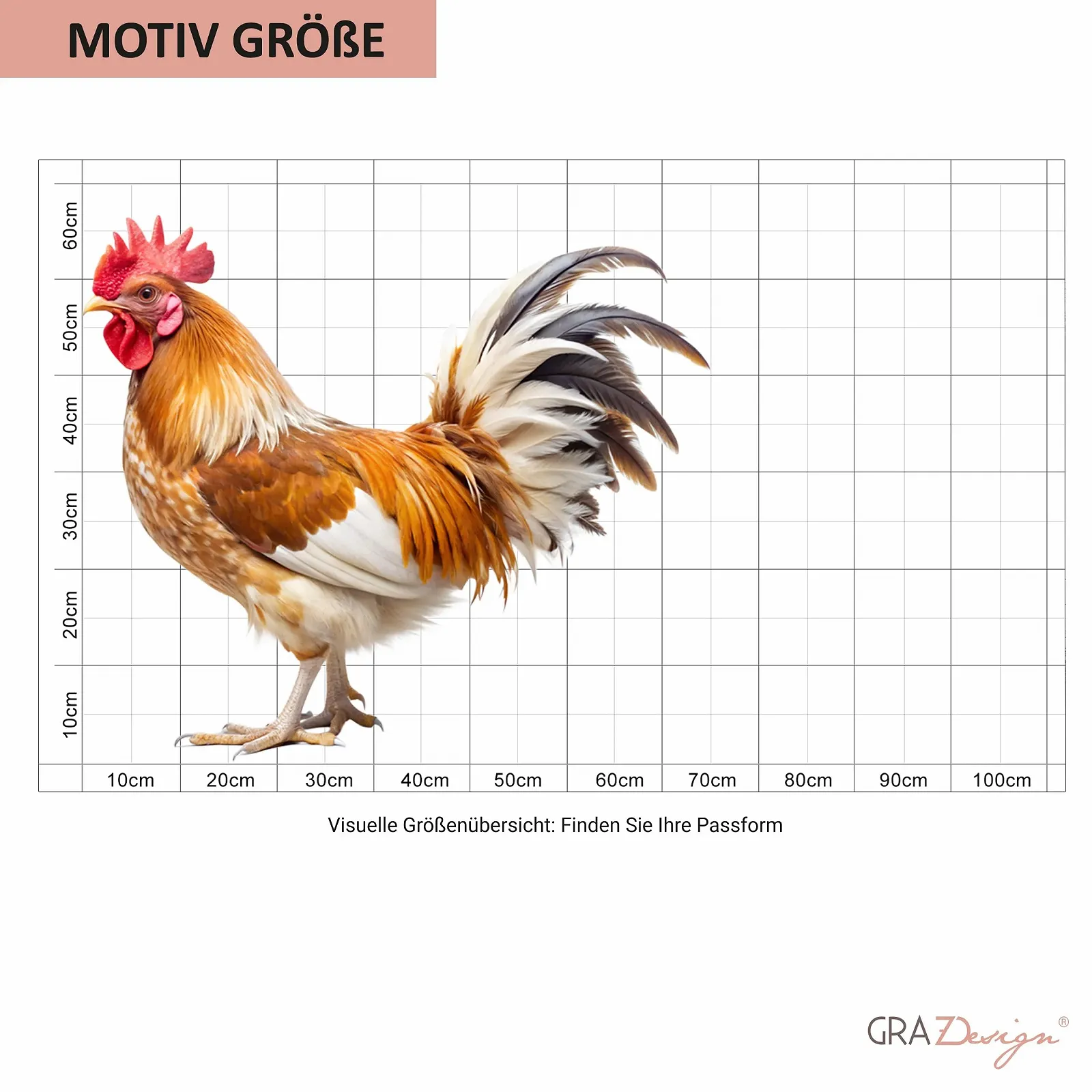 Наклейка на стену GRAZDesign Rooster Chickens 65 x 57 см разноцветный, фото №4