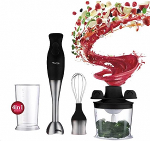 Блендер 4в1 DSP KM-1004 погружной со съемной ножкой 2 насадками скорости 200 Вт Чёрный - Фото 1