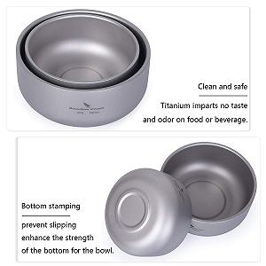 Миска Boundless Voyage Titan Ti15146B с двойными стенками, титановая synthetic.ua - Фото 1