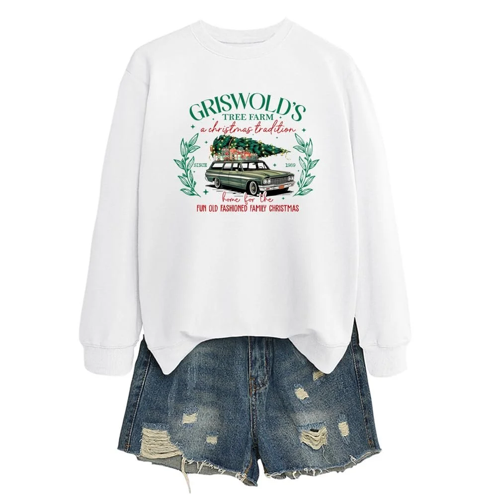 Женский свитшот MLZHAN Griswold's Tree Farm Car Trees Christmas Family Graphic Aesthetic, фото №2