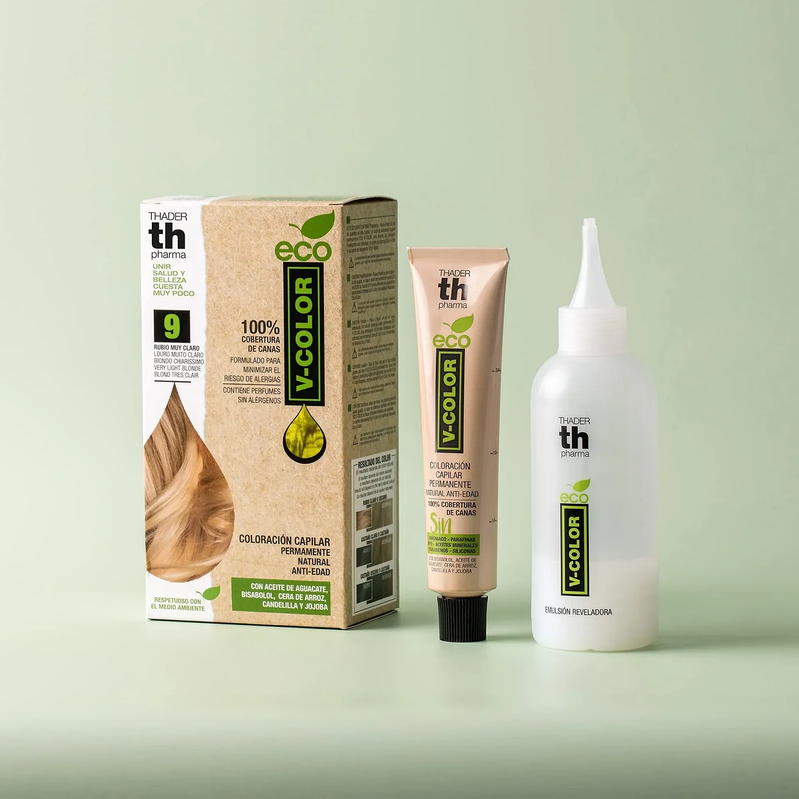 Фарба для волосся Th Pharma ECO V-Color Kit Permanent Hair Colour без аміаку, 100% покриття сивини, 120 мл, № 8 Світлий Блондин, фото №2 Фарба для волосся Th Pharma ECO V-Color Kit Permanent Hair Colour без аміаку, 100% покриття сивини, 120 мл, № 8 Світлий Блондин, фото №2