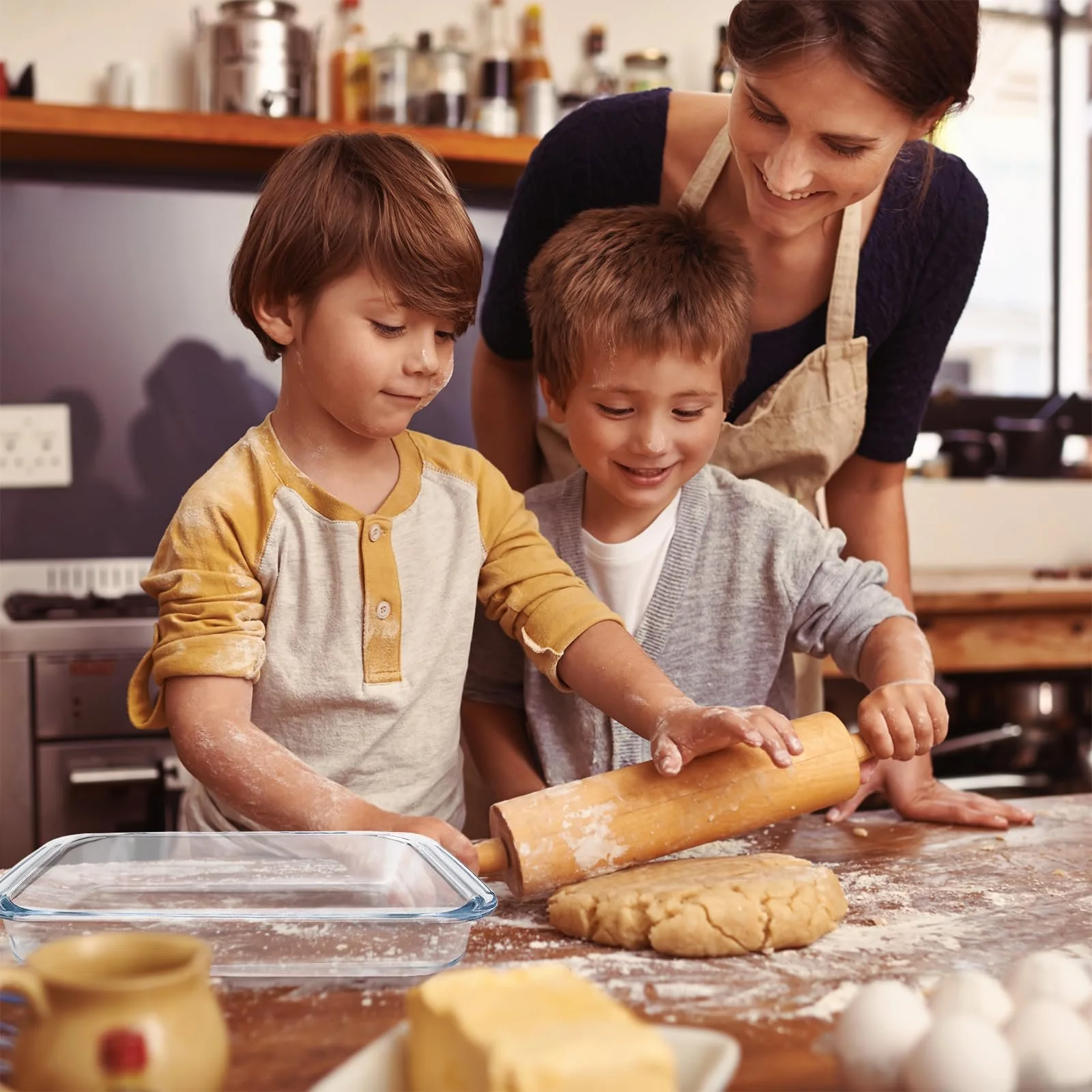 Форма для запекания стеклянная 1 л из боросиликатного стекла прямоугольная 26 x 15 x 4.5 см с ручками, фото №4 Форма для запекания стеклянная 1 л из боросиликатного стекла прямоугольная 26 x 15 x 4.5 см с ручками, фото №4