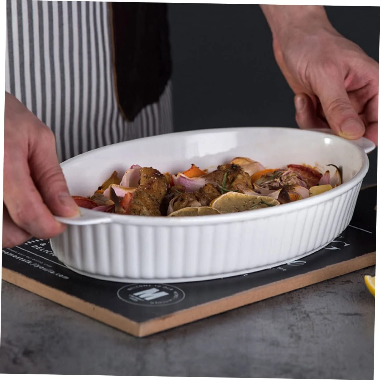 Форма для запікання SOLUSTRE Овальна з двома ручками Керамічна Антипригарна, фото №5