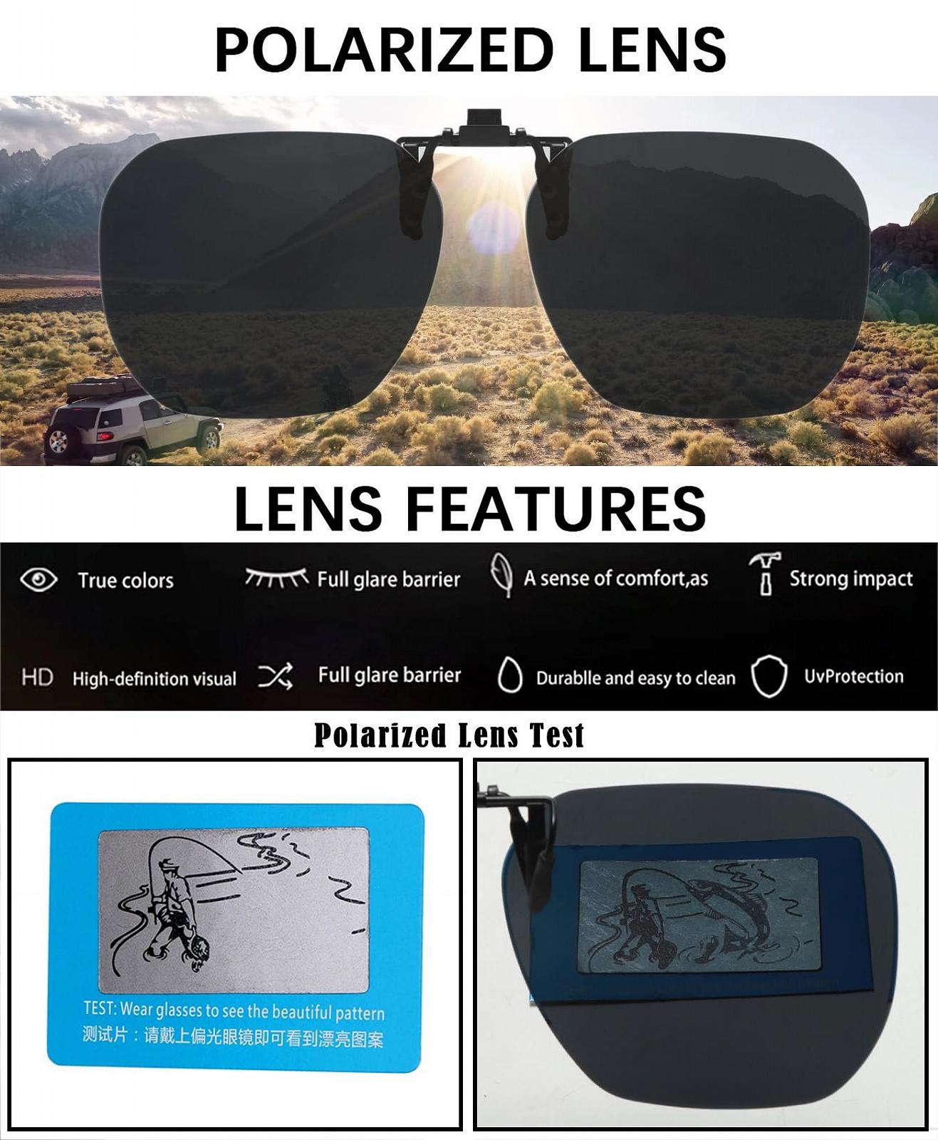 Сонцезахисні окуляри-накладки Polarised Sunglasses Clip Long Keeper для чоловіків та жінок, фото №7