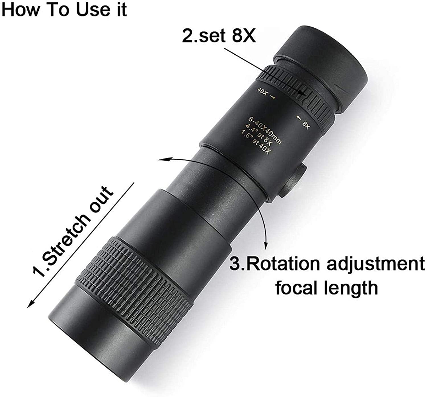 Монокуляр QHYTL Professional 8-40X40 Водонепроникний Компактний Ретракторний Зум Bak4 HD ED Скло з Триподом та Затискачем для Телефону Лише Монокуляр, фото №3 Монокуляр QHYTL Professional 8-40X40 Водонепроникний Компактний Ретракторний Зум Bak4 HD ED Скло з Триподом та Затискачем для Телефону Лише Монокуляр, фото №3