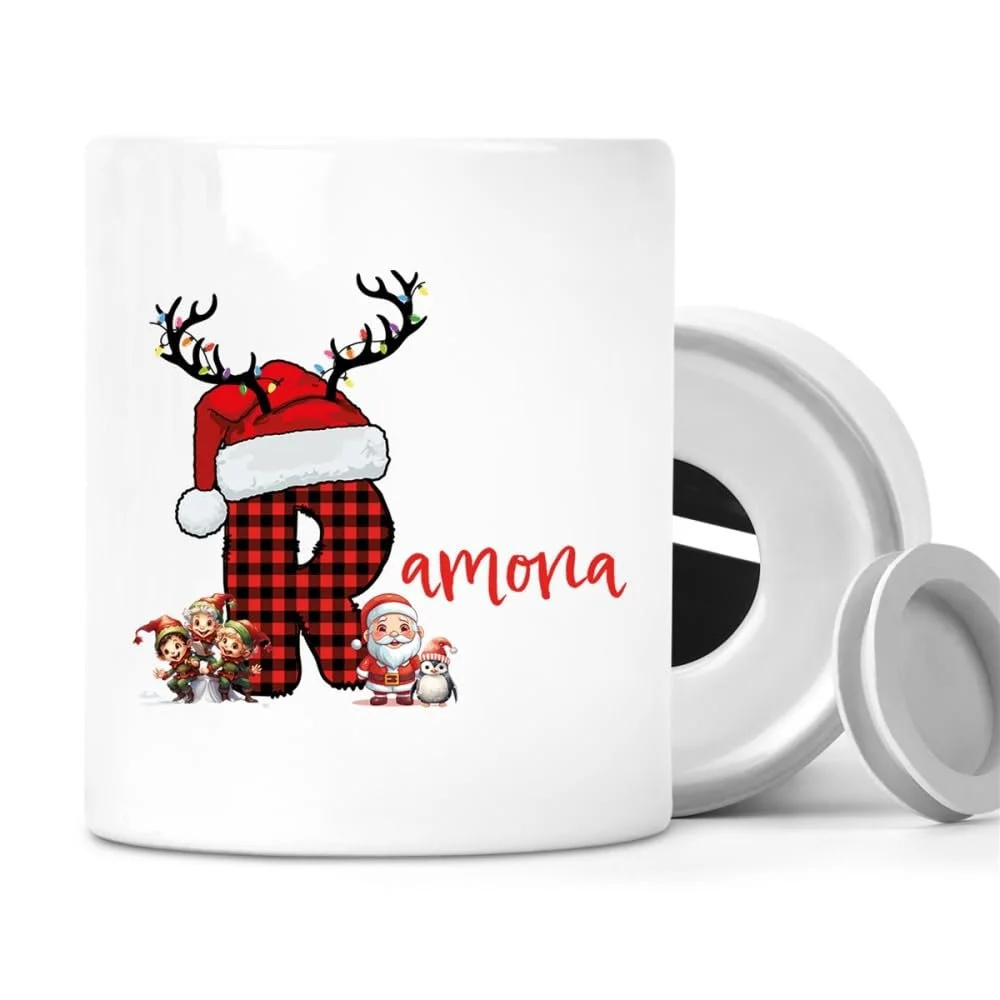 Скарбничка Weihnachten Персоналізована з ім'ям та літерою Керамічна, фото №1