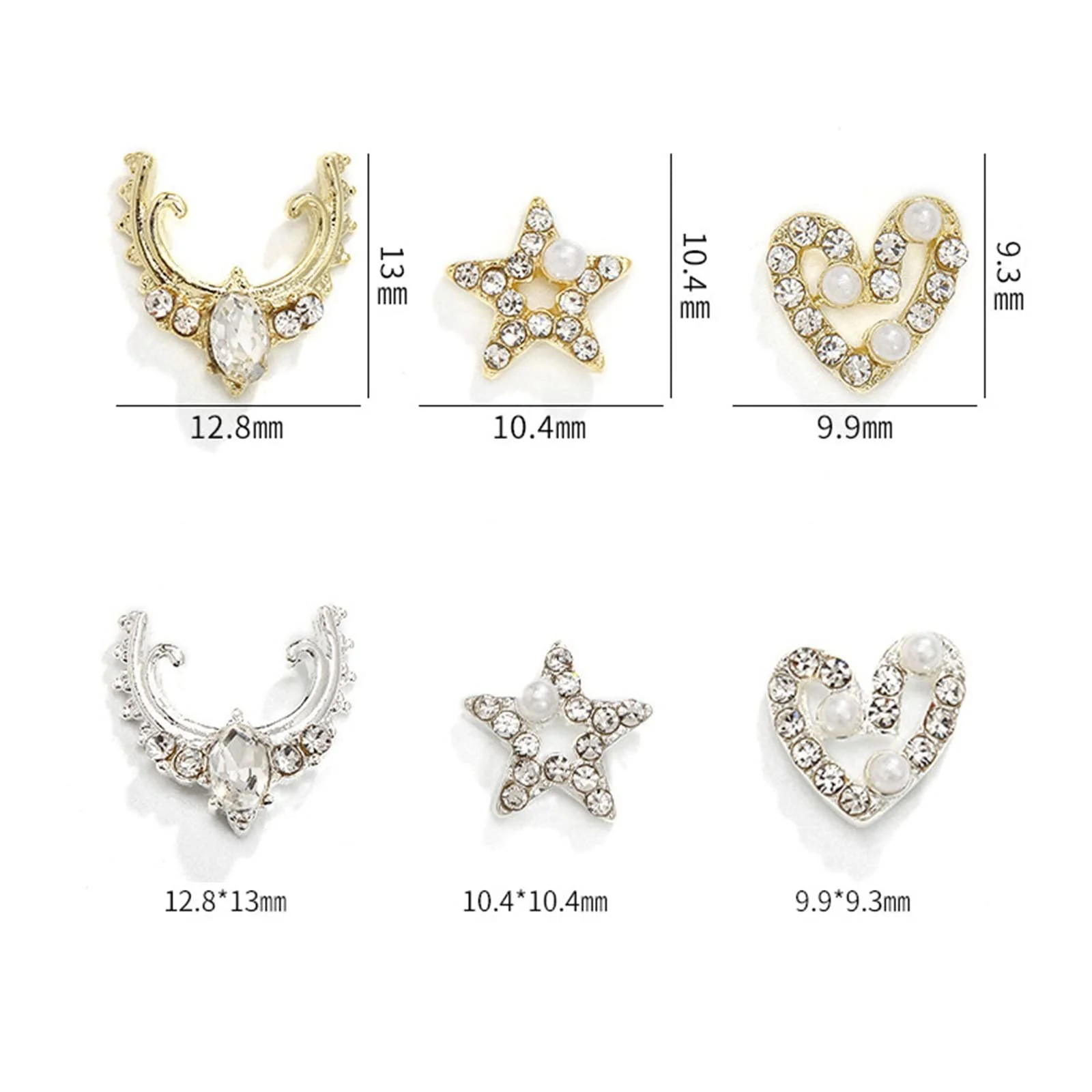 Стрази для нігтів Любов, п'ятикутна зірка, сплав, 60 шт, фото №2