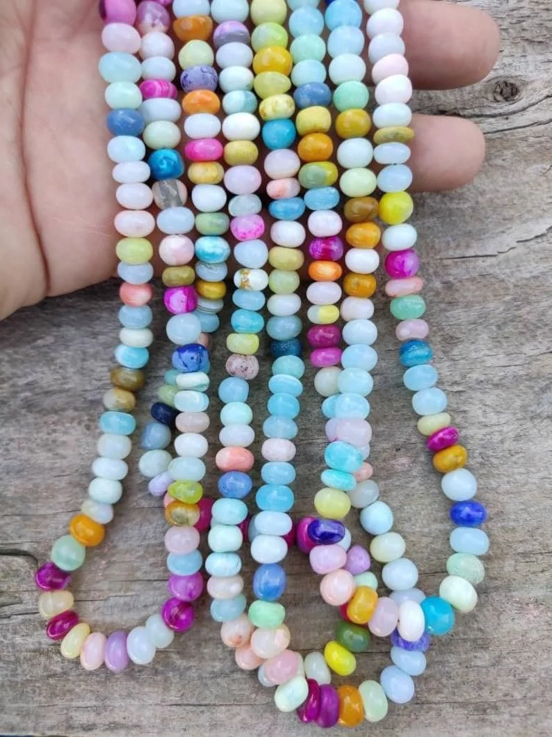 Намистини круглі опал натуральний гладкі 7-8 мм, довжина нитки 40.5 см, фото №1