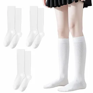 3 пари жіночих гольфів до коліна Білий - Фото 1