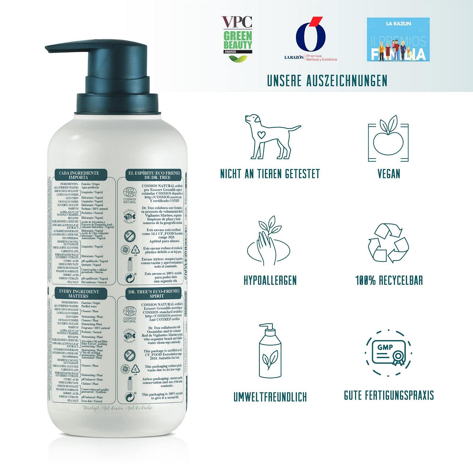 Гель для душу Dr. Tree Skin-nourishing and protective Кокос та білий мускус 500 мл, фото №4 Гель для душу Dr. Tree Skin-nourishing and protective Кокос та білий мускус 500 мл, фото №4