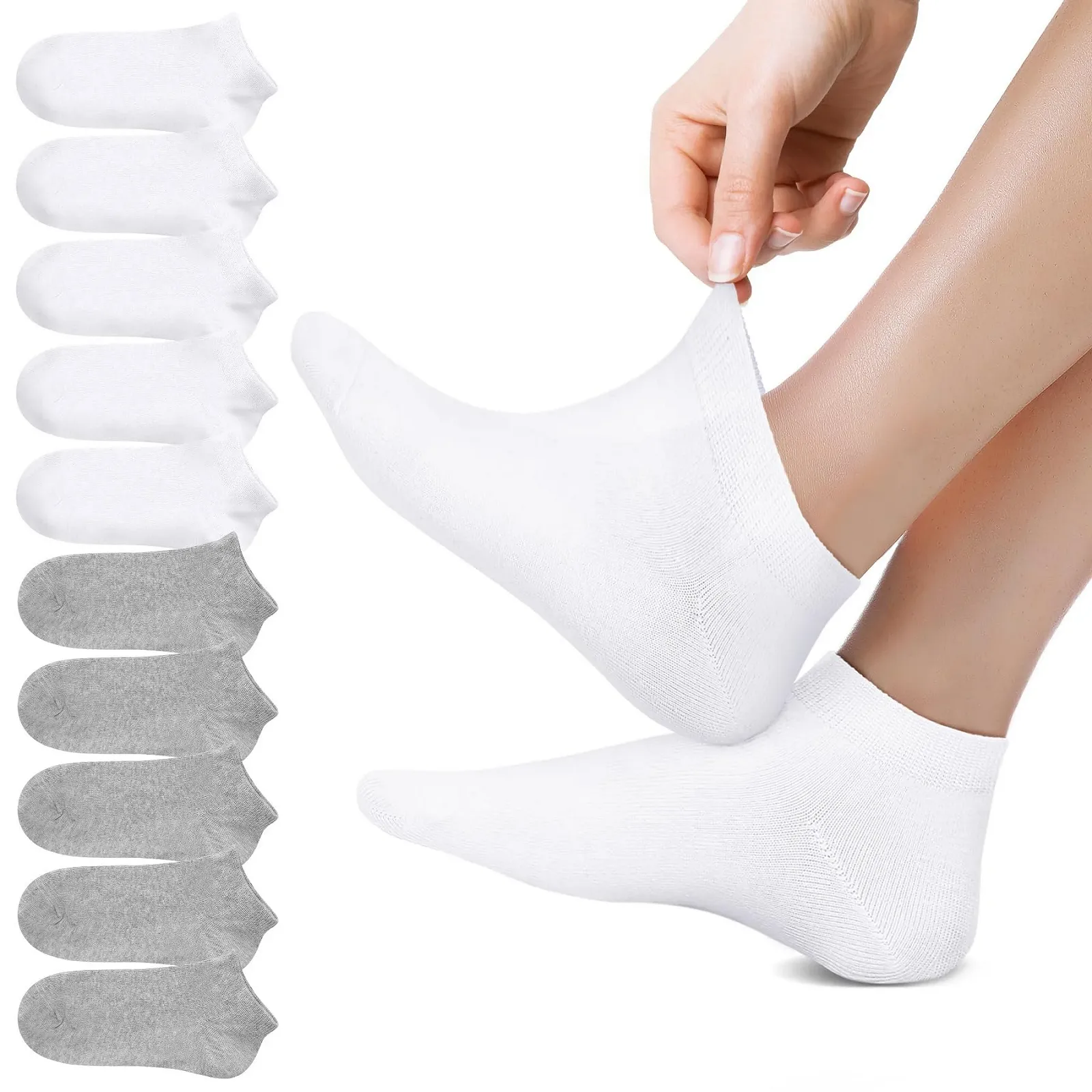 Носки спортивные, 10 пар, хлопковые, короткие, унисекс, фото №1