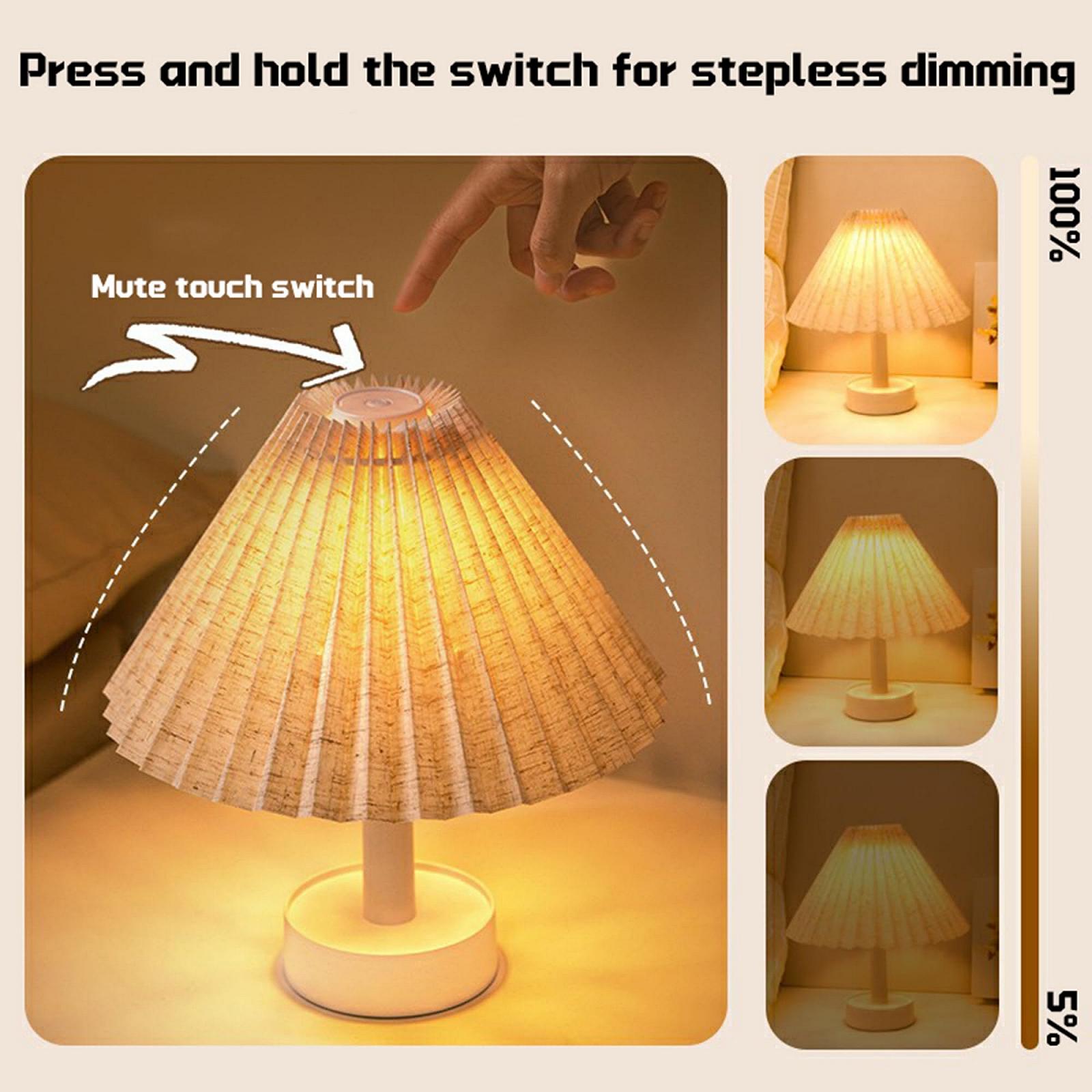 Настільна лампа LED 2-в-1 акумуляторна сенсорна 4.2 Вт з тканинним плафоном бежева, фото №4