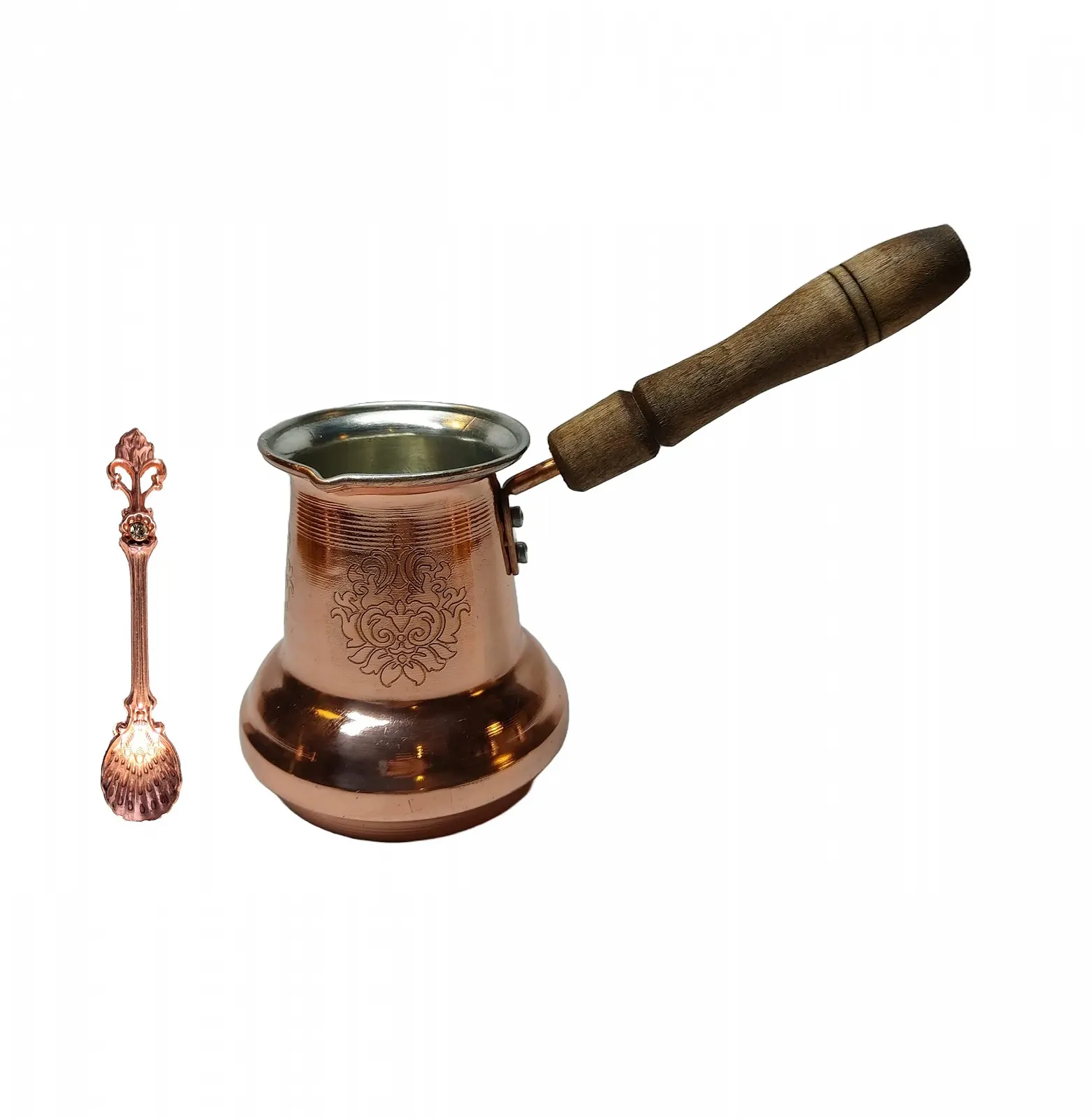 Турка LEO Design Мідна Cezve Ibrik Briki з дерев'яною/латунною ручкою, фото №1